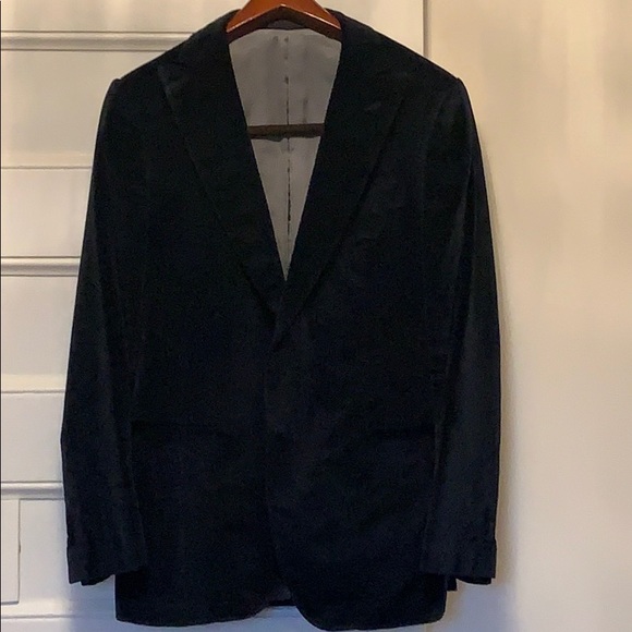 Caruso Navy Blue Velvet Blazer - Picture 2 of 6